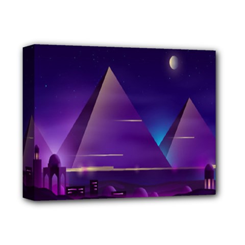 Egyptian-pyramids-night-landscape-cartoon Deluxe Canvas 14  X 11  (stretched)