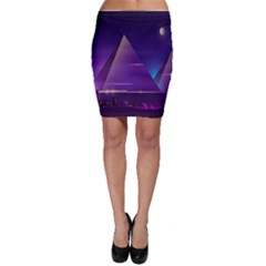 Egyptian-pyramids-night-landscape-cartoon Bodycon Skirt