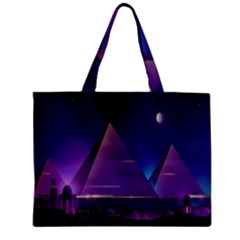 Egyptian-pyramids-night-landscape-cartoon Zipper Mini Tote Bag by Jancukart