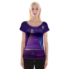 Egyptian-pyramids-night-landscape-cartoon Cap Sleeve Top