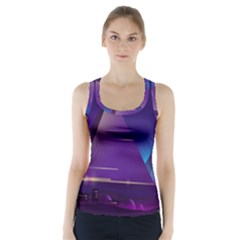 Egyptian-pyramids-night-landscape-cartoon Racer Back Sports Top