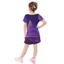 Egyptian-pyramids-night-landscape-cartoon Kids  Short Sleeve Velvet Dress View2