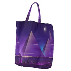 Egyptian-pyramids-night-landscape-cartoon Giant Grocery Tote by Jancukart