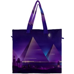 Egyptian-pyramids-night-landscape-cartoon Canvas Travel Bag