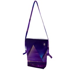 Egyptian-pyramids-night-landscape-cartoon Folding Shoulder Bag