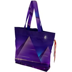 Egyptian-pyramids-night-landscape-cartoon Drawstring Tote Bag