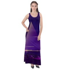 Egyptian-pyramids-night-landscape-cartoon Sleeveless Velour Maxi Dress