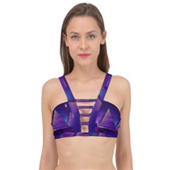 Egyptian-pyramids-night-landscape-cartoon Cage Up Bikini Top