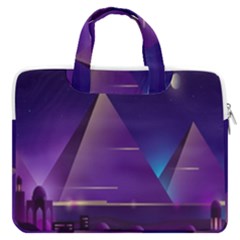 Egyptian-pyramids-night-landscape-cartoon Macbook Pro 13  Double Pocket Laptop Bag by Jancukart