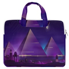 Egyptian-pyramids-night-landscape-cartoon Macbook Pro 16  Double Pocket Laptop Bag  by Jancukart