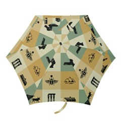 Egyptian-flat-style-icons Mini Folding Umbrellas