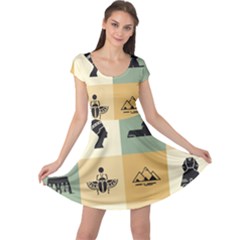 Egyptian-flat-style-icons Cap Sleeve Dress