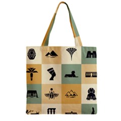 Egyptian-flat-style-icons Zipper Grocery Tote Bag by Jancukart