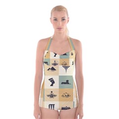 Egyptian-flat-style-icons Boyleg Halter Swimsuit 