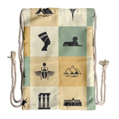 Egyptian-flat-style-icons Drawstring Bag (large)