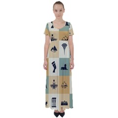 Egyptian-flat-style-icons High Waist Short Sleeve Maxi Dress