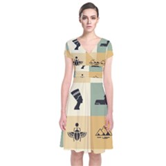 Egyptian-flat-style-icons Short Sleeve Front Wrap Dress