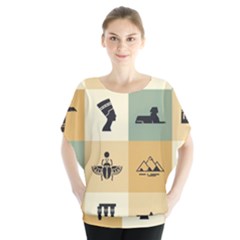 Egyptian-flat-style-icons Batwing Chiffon Blouse