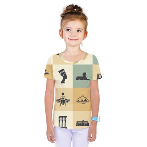 Egyptian-flat-style-icons Kids  One Piece Tee by Jancukart