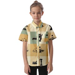 Egyptian-flat-style-icons Kids  Short Sleeve Shirt