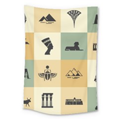 Egyptian-flat-style-icons Large Tapestry