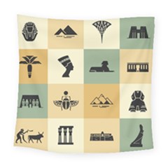 Egyptian-flat-style-icons Square Tapestry (large)