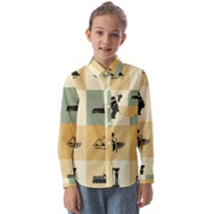 Egyptian-flat-style-icons Kids  Long Sleeve Shirt