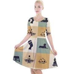 Egyptian-flat-style-icons Quarter Sleeve A-line Dress