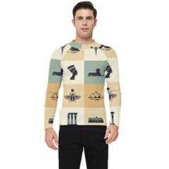 Egyptian-flat-style-icons Men s Long Sleeve Rash Guard