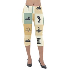 Egyptian-flat-style-icons Lightweight Velour Capri Leggings  by Jancukart