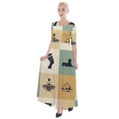 Egyptian-flat-style-icons Half Sleeves Maxi Dress