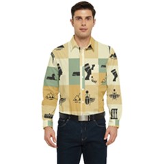 Egyptian-flat-style-icons Men s Long Sleeve Pocket Shirt 