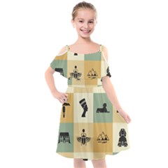 Egyptian-flat-style-icons Kids  Cut Out Shoulders Chiffon Dress