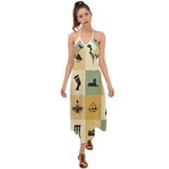 Egyptian-flat-style-icons Halter Tie Back Dress 