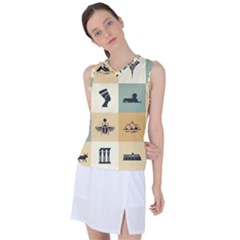 Egyptian-flat-style-icons Women s Sleeveless Sports Top by Jancukart