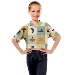 Egyptian-flat-style-icons Kids Mock Neck Tee