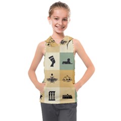 Egyptian-flat-style-icons Kids  Sleeveless Hoodie