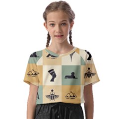 Egyptian-flat-style-icons Kids  Basic Tee by Jancukart