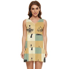 Egyptian-flat-style-icons Tiered Sleeveless Mini Dress