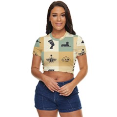 Egyptian-flat-style-icons Side Button Cropped Tee by Jancukart