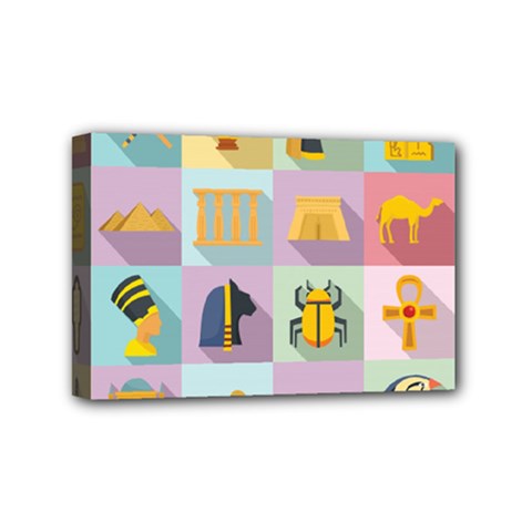 Egypt-icons-set-flat-style Mini Canvas 6  X 4  (stretched) by Jancukart