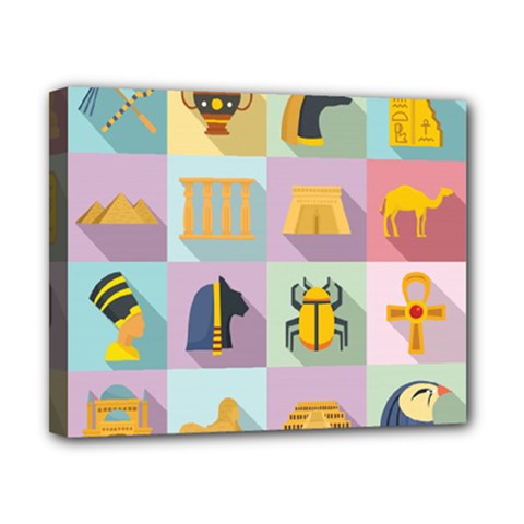 Egypt-icons-set-flat-style Canvas 10  X 8  (stretched)