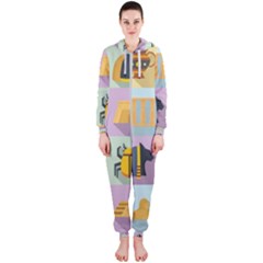 Egypt-icons-set-flat-style Hooded Jumpsuit (ladies)