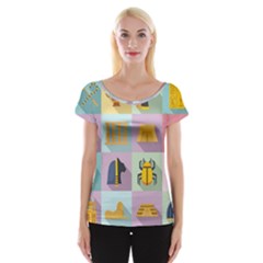 Egypt-icons-set-flat-style Cap Sleeve Top