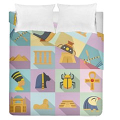 Egypt-icons-set-flat-style Duvet Cover Double Side (queen Size) by Jancukart