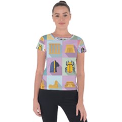 Egypt-icons-set-flat-style Short Sleeve Sports Top 