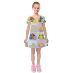 Egypt-icons-set-flat-style Kids  Short Sleeve Velvet Dress