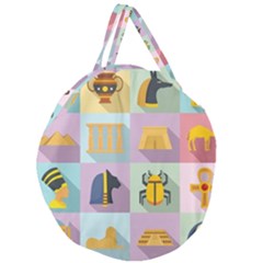 Egypt-icons-set-flat-style Giant Round Zipper Tote