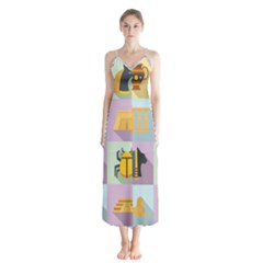 Egypt-icons-set-flat-style Button Up Chiffon Maxi Dress