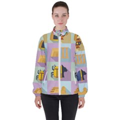 Egypt-icons-set-flat-style Women s High Neck Windbreaker